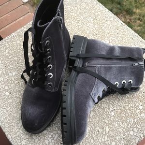 Mossimo Velvet Combat Boots Grey 8